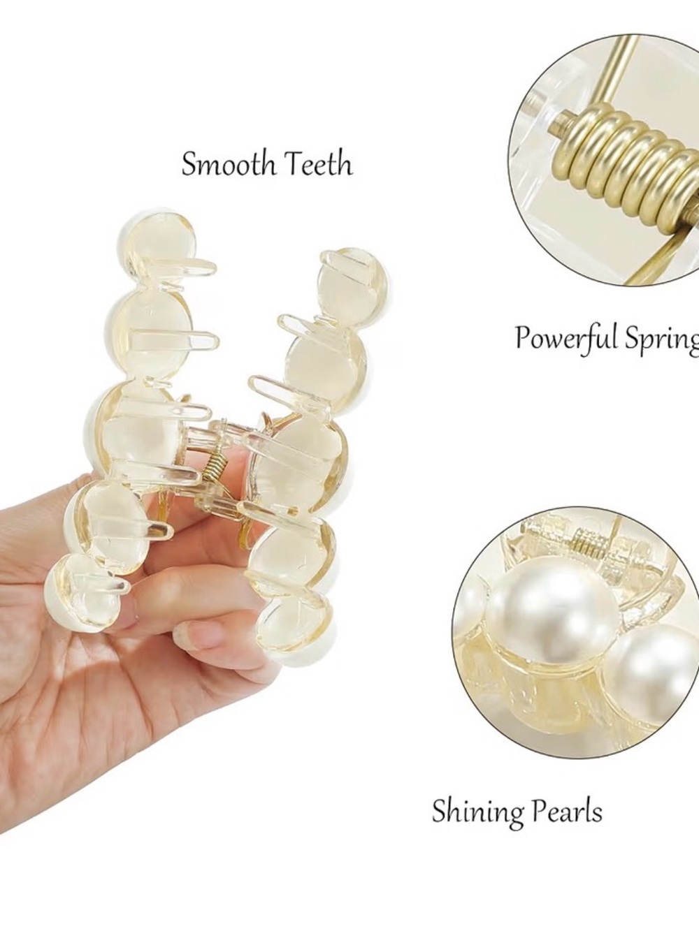 5/$25 Pearl-Accent Hair Claw Clip - Picture 3 of 4